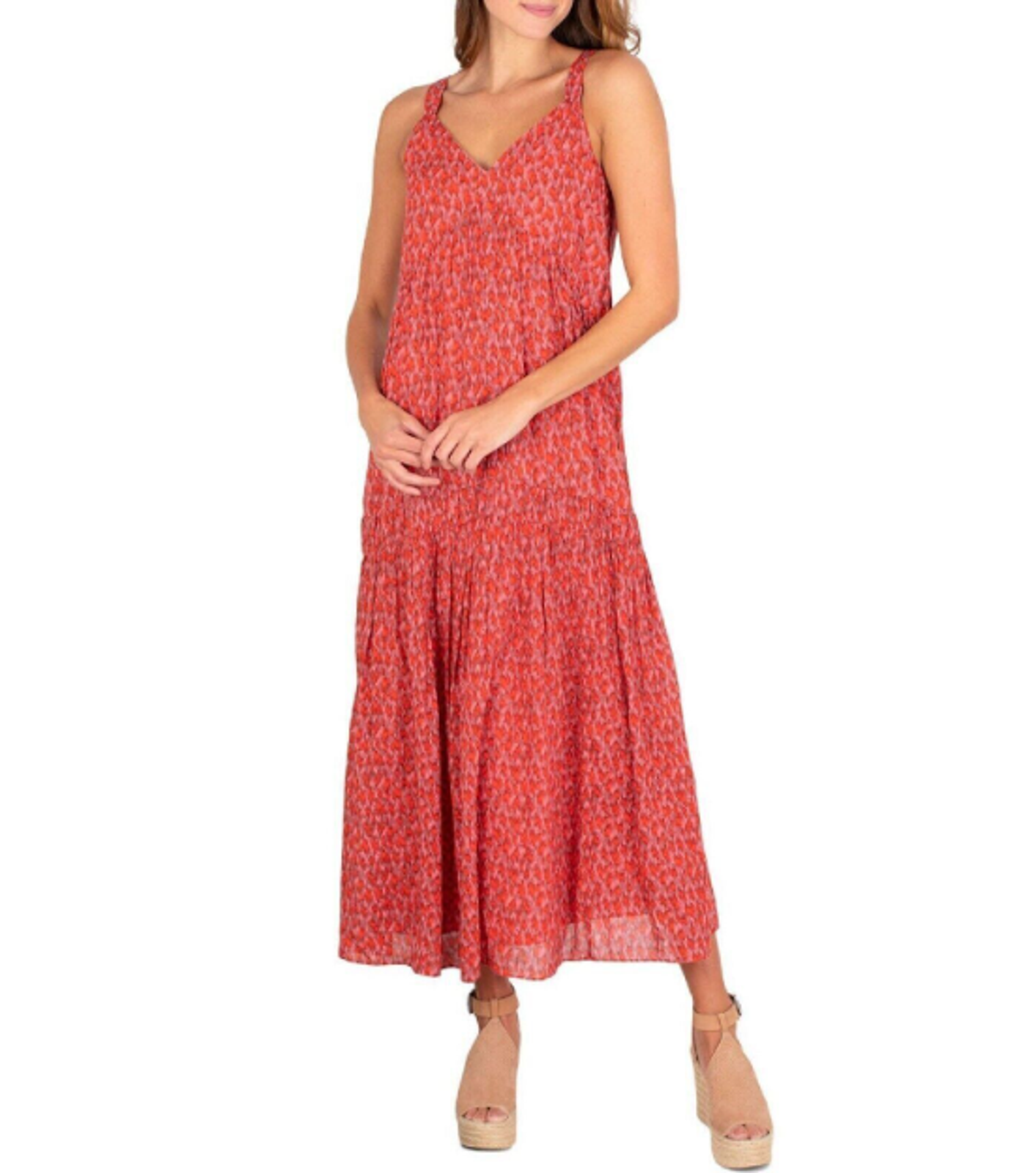 Joie Cotton Tiered Maxi Dress In Tea Rose Small